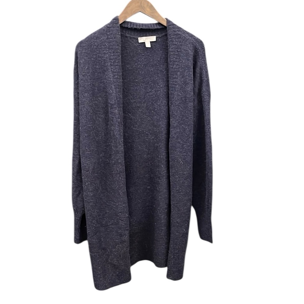 Chelsea28 Womens Blue Alpaca Wool Open Front Long Cardigan Small Long Sleeve